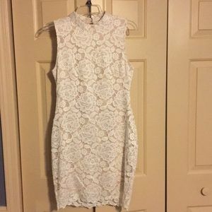 Sleeveless White Lace Dress